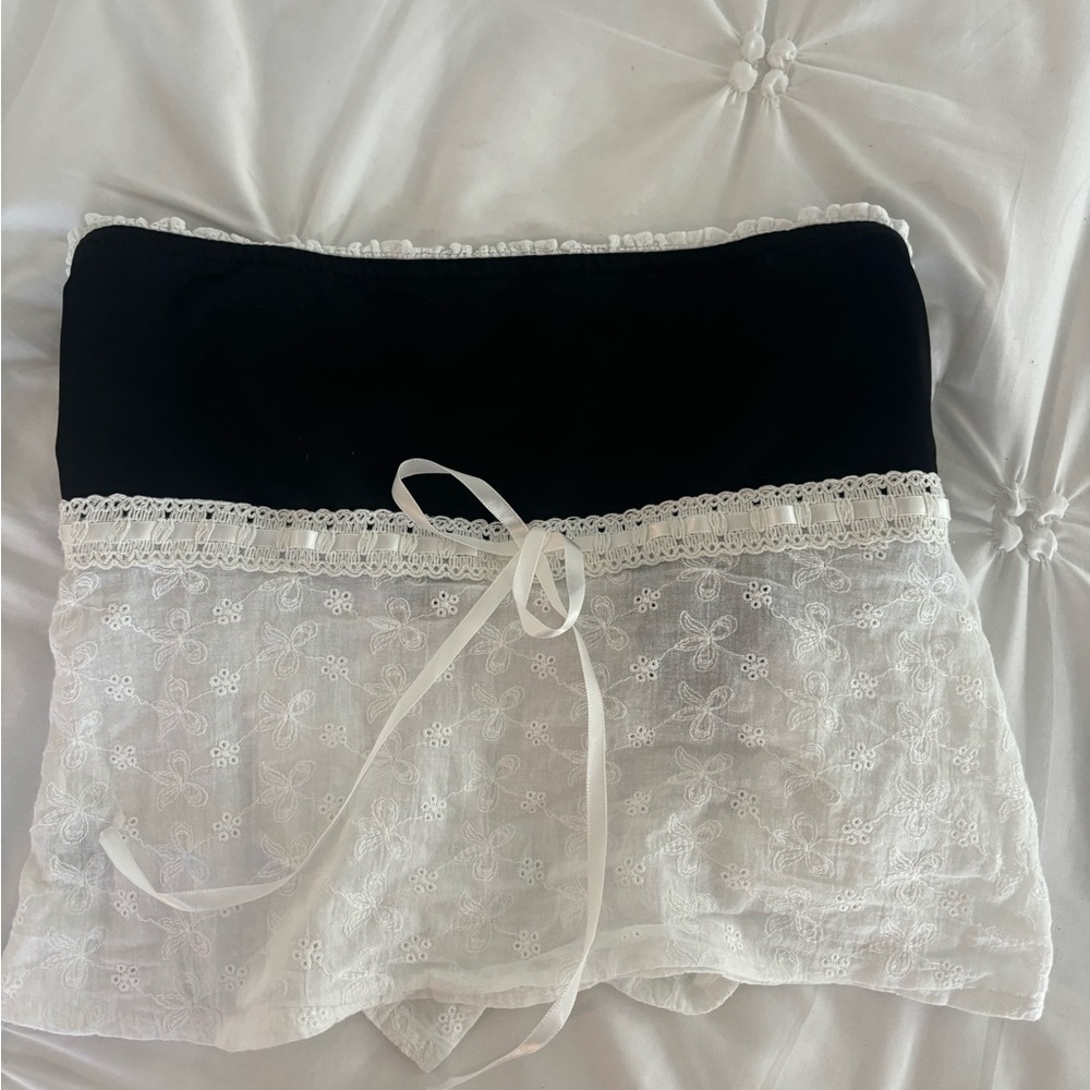 PacSun Black Bandeau with White Lace Overlay